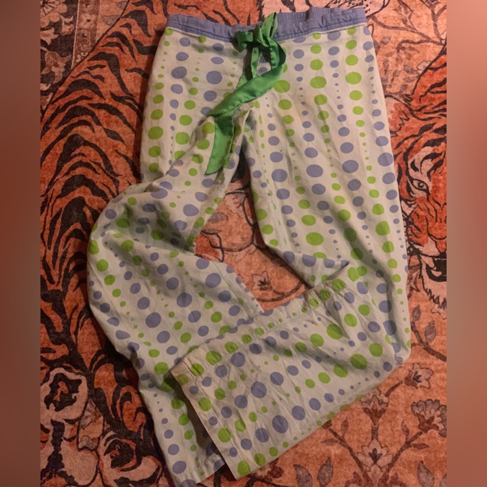 Y2k PINK Victoria's Secret Blue & Green Polka Dot Pajama Pants